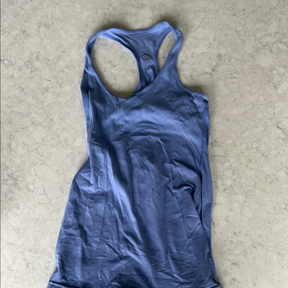 Lululemon Athletica Blue Fitted Backless Tank Top
